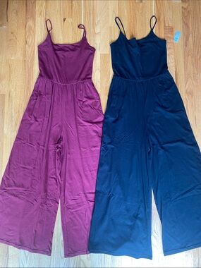 GAP Women's Spaghetti-Strap Jumpsuits in Burgundy and Black (2-Pack)